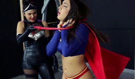 Fetish - Brunette Supergirl Vs Asian Catwoman and better Quality)