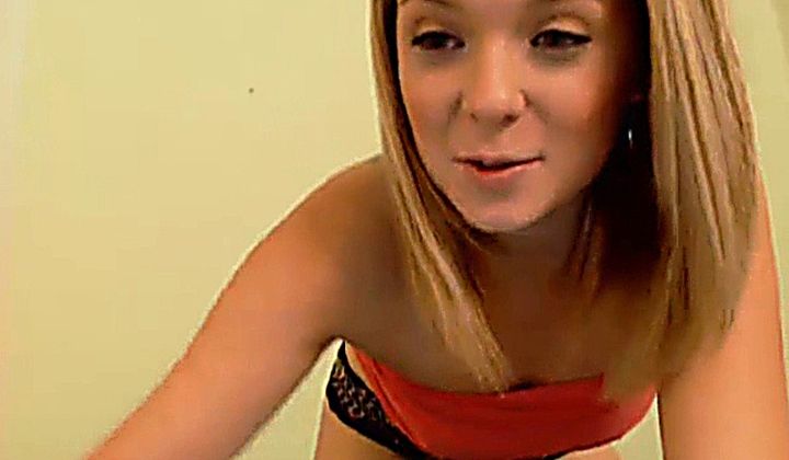 Teen - College Blonde Cutie Fingering Her Pierced Pussy